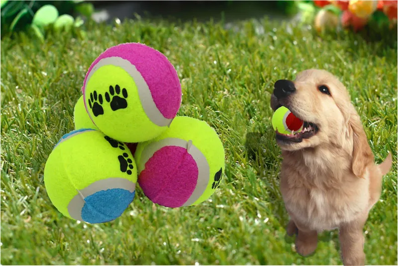 Balles de tennis pour chien, jeu pour chiot, balle à mâcher, entraînement, balle de tennis en caoutchouc, jouets pour petits, moyens et grands chiens, jeu en extérieur et en intérieur, 6.5CM