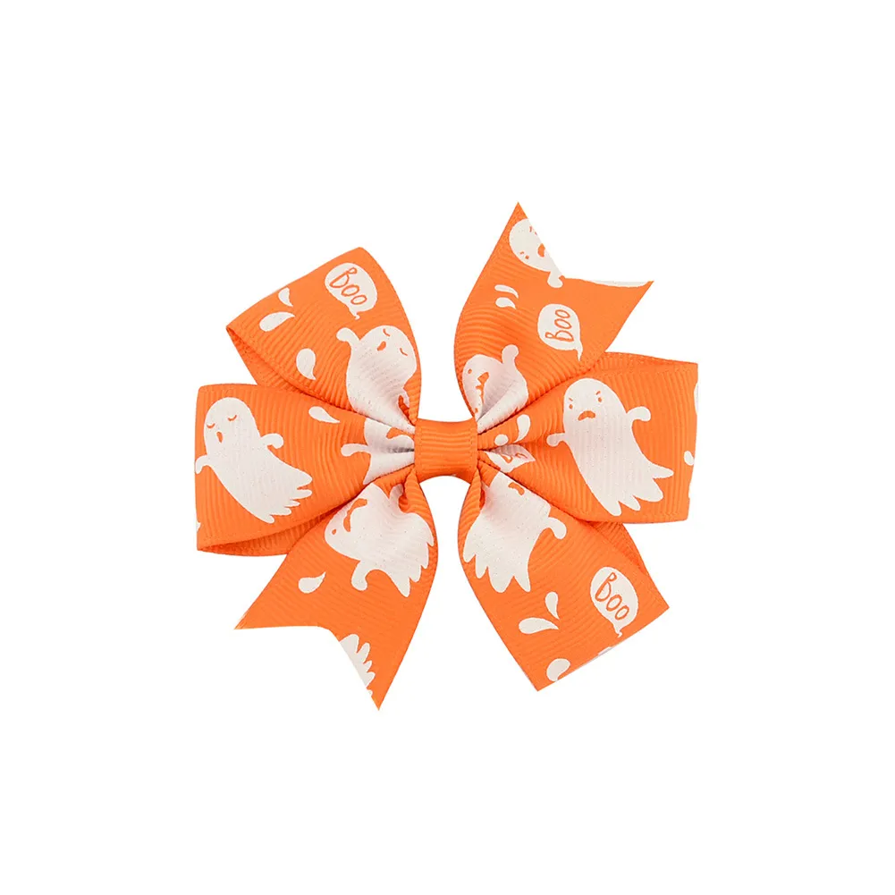 new Ghost Halloween Hair Clips Pumpkin Hairbow Hairpin Children Grosgrain Bowknot Barrettes Hair Accessories 