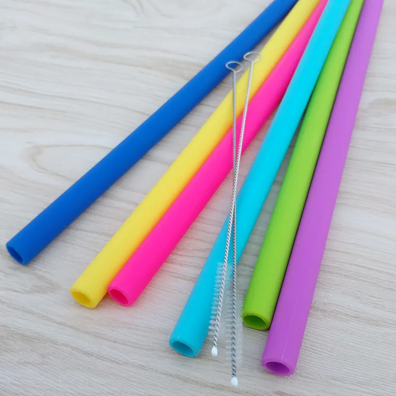 new hot 2 brush Silicone Straws set 10.5inch Straight/bent Straws for 30oz tumbler