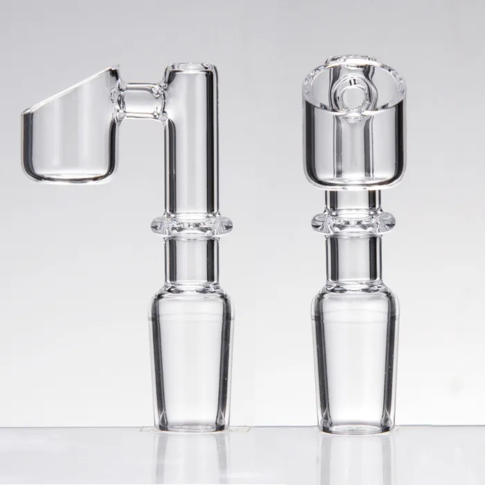90 Degree Straight Connector Quartz Banger Style Domeless Nail with Clear Male and Female joint for glass bongs dab oil rigs
