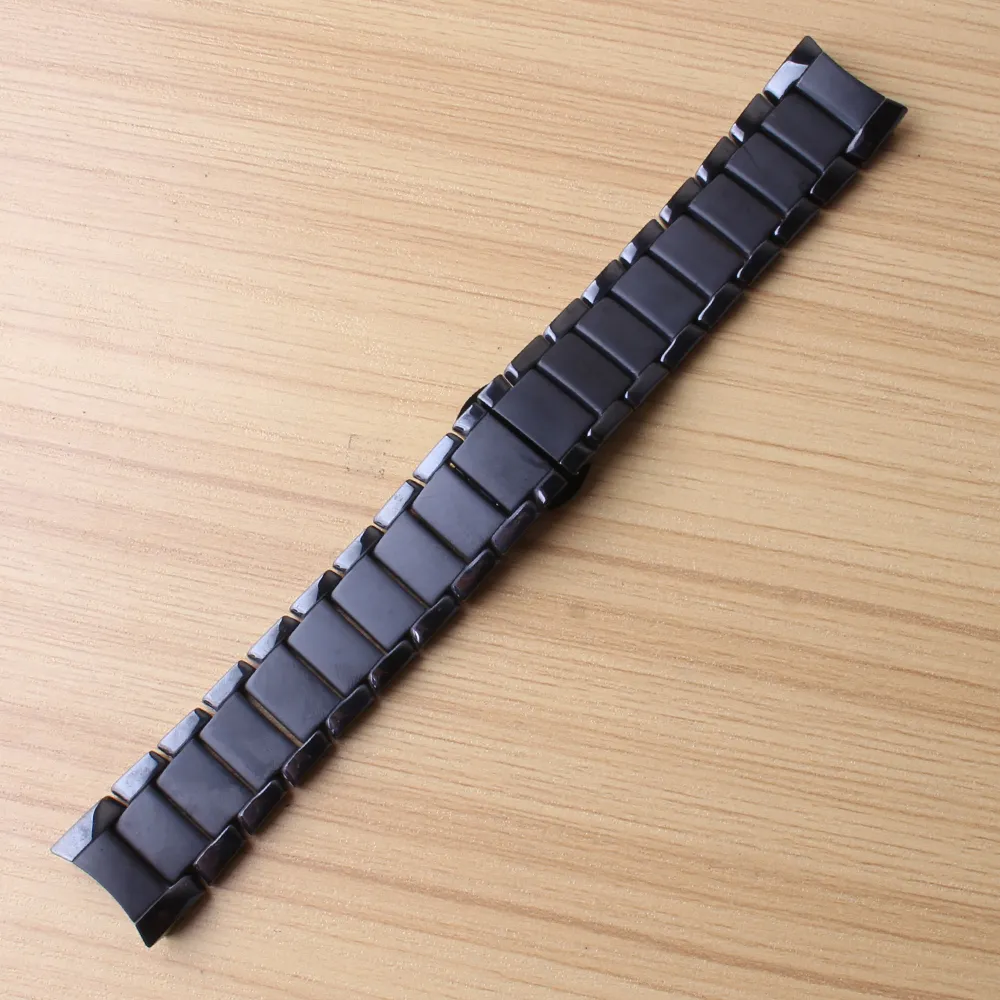 القادمون الجدد حزام الفرقة منحني نهاية السيراميك سوار للرجال 1451 1452 watchband 24 ملليمتر الأسود المصقول و ماتي اللون للماء ووتش حزام