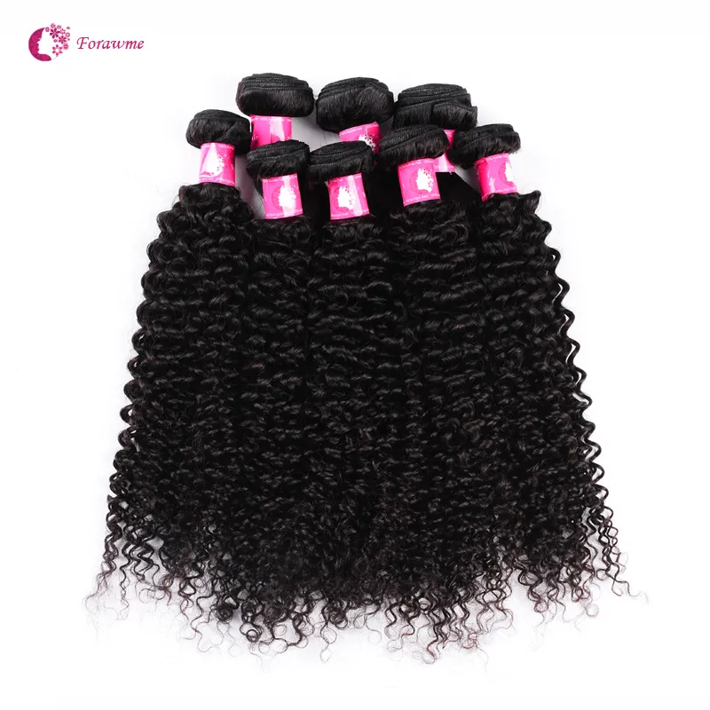 Wholesale 10bundles/lot 7A Virgin Brazilian Afro Curly Wave Hair Weaves 1B Natural Black Human Remy Hair Weft For Black Women Forawme