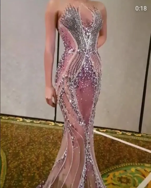 Robe de célébrité robe de soirée Labourjoisie pourpre sirène cristal cristal tassels aljasmi kylie jenner zuhair murad kim kardashian