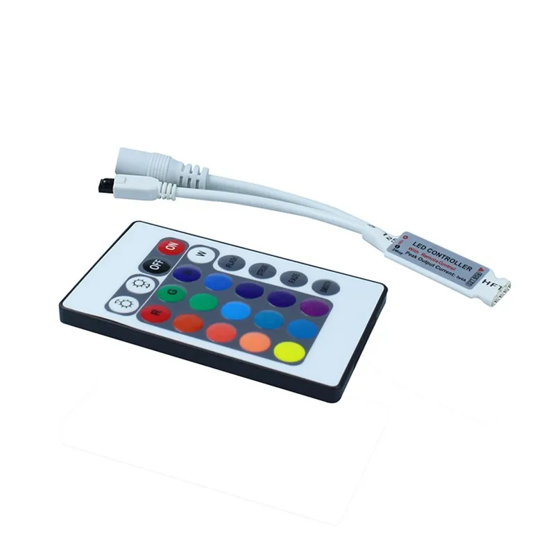 Mini contrôleur RGB à 24 touches, DC12V, télécommande IR avec Mini récepteur pour bande lumineuse LED RGB 3528/5050/contrôleur de bande LED