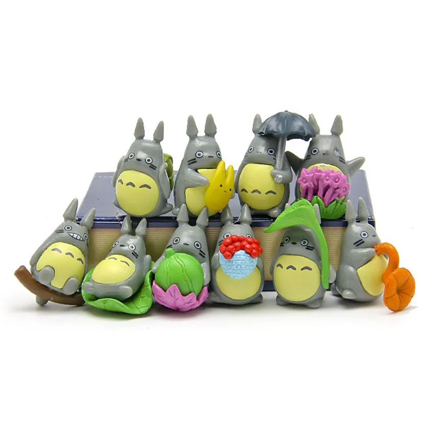 SET Mini Totoro Set Display Figures Kids Toys Toppers Diy Cake Decor Cartoon Anime Filme PVC Ação Figura2590488