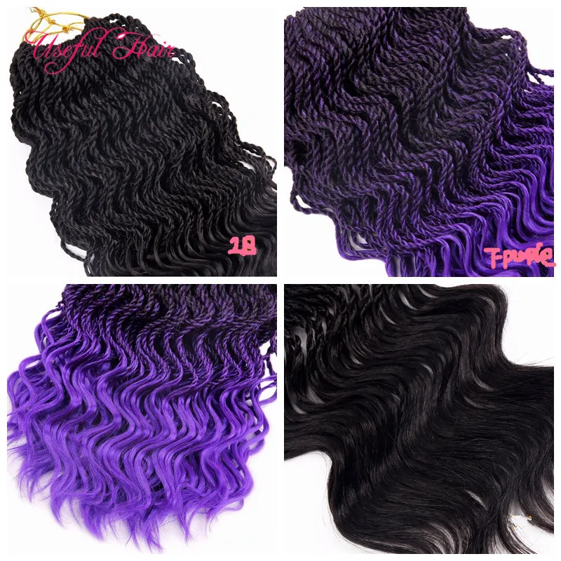 Новый стиль Preed Curl Сенегальские крючком косы для волос 16 дюймов полуволна полукудрявые вьющиеся наращивание волос синтетические braidi3627283