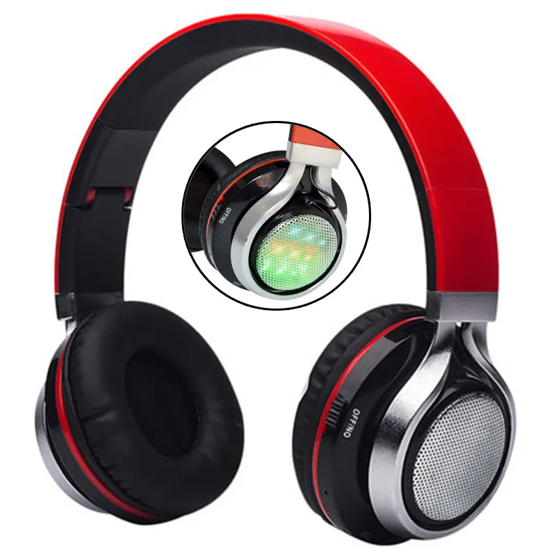 Katlanabilir Müzik Pluse LED Aydınlatma bluetooth kulaklık AB-005 LED aydınlık Stereo Kulaklık TF kart Çalar FM Radyo ile Mic HIFI MP3 Kulaklıklar