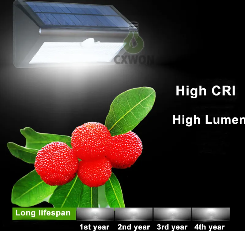 Kinkiety zasilane energią słoneczną Radar mikrofalowy Czujnik LED Światła Wodoodporna zewnętrzna lampa ogrodowa ABS + PC Pokrywa 1000 lm