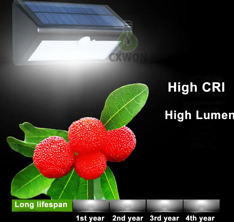 Solar Powered Wall Lamps Microwave Radar Sensor LED Lights Waterproof Outdoor Garden Light ABS+PC Cover 1000LM