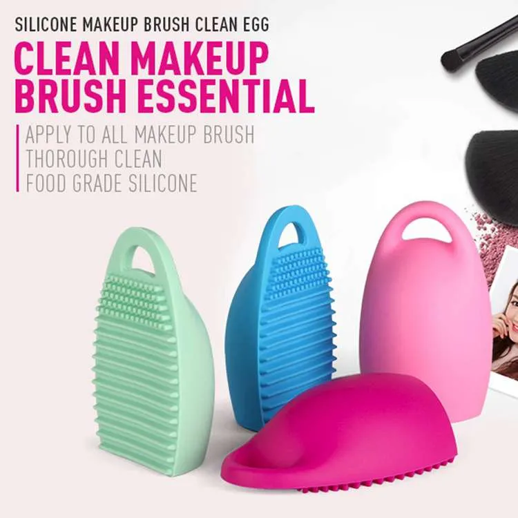 Top 4 kleuren Brushegg Cleaning Makeup Wassen Borstel Silica Glove Scrubber Board Cosmetische Schone Gereedschap voor Reisleven