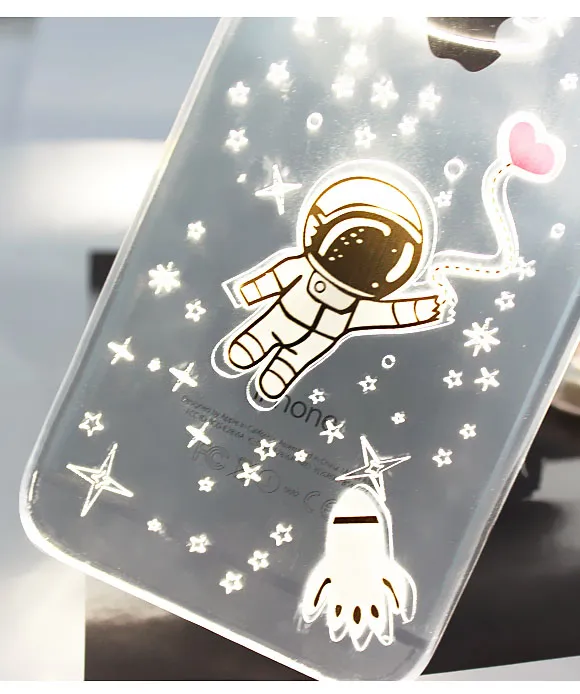 For i6 6s 4.Flash Up Light Luminous LED Mobile Phone Case Cover for iPhone 6 5 5s Plus 5.5 inch Space Star Astronaut Sakura