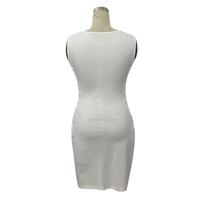 Bandage rond blanc robe robe sexy femmes saccorde