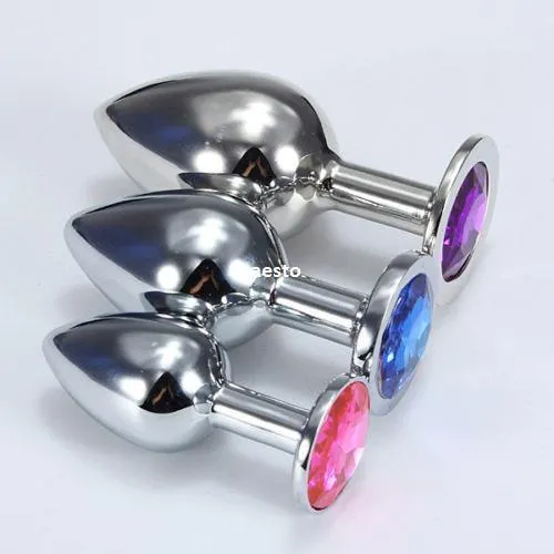 Anal Toys En Acier Inoxydable Jeweled Massage Plug Insert Stopper Adult Flirt Toy # E593