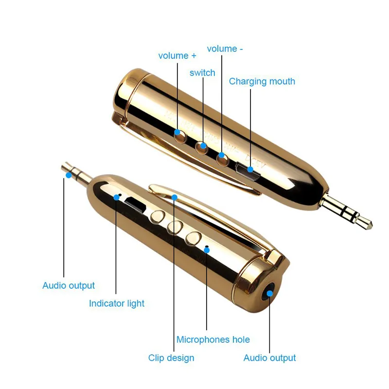 Dla iPhone X XS MAX Wireless Bluetooth Audio Aux Adapter Adapter Adapter z 3,5 mm Jack Mini Zestaw samochodowy Zestaw głośnomówiący Clip-on Samsung S9