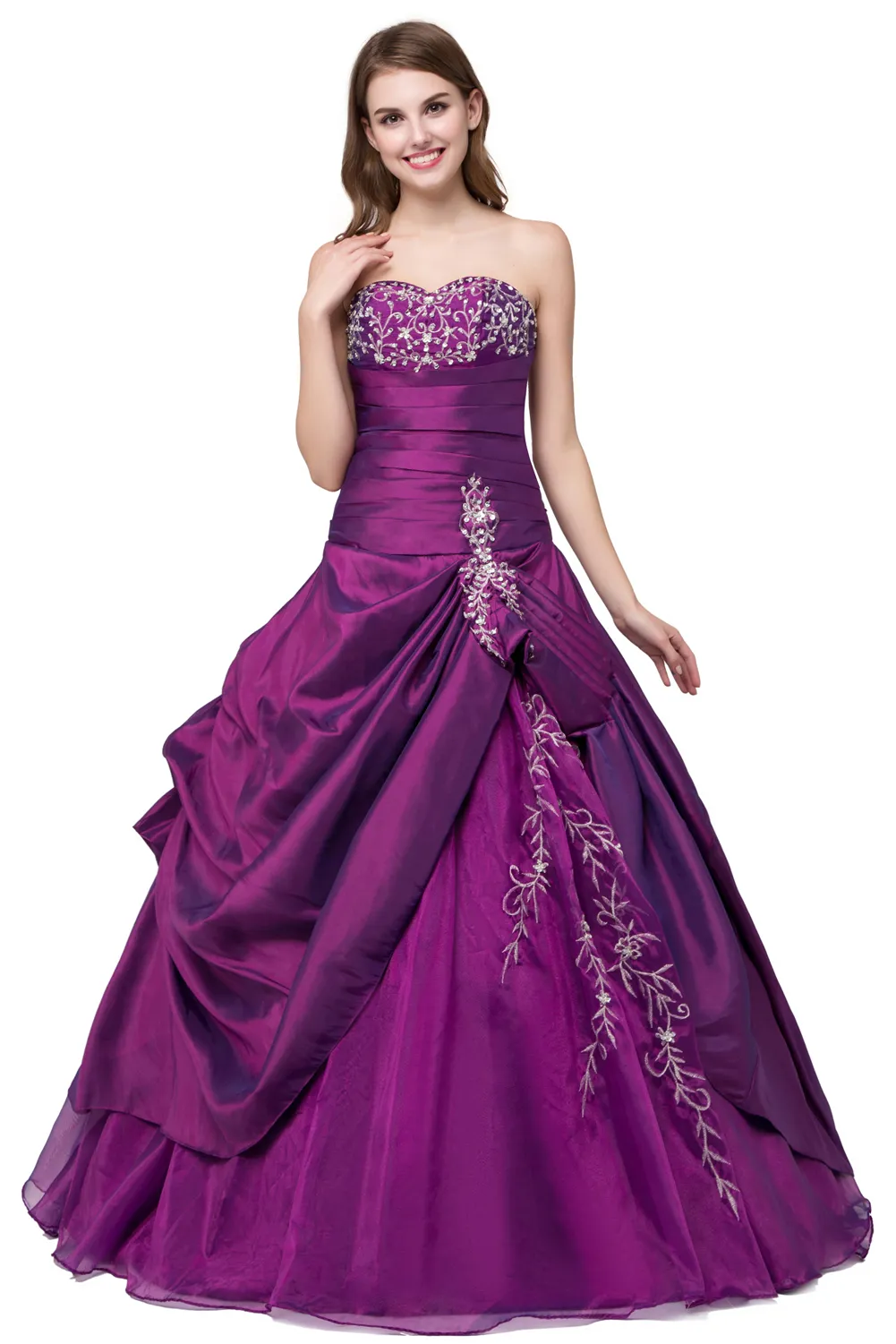 Grape Purple Quinceanera Robes pas cher 2017 broderie Real Po Sweet 16 Adolescents Party Prom Robe Robes Balls Masquerade D3451776