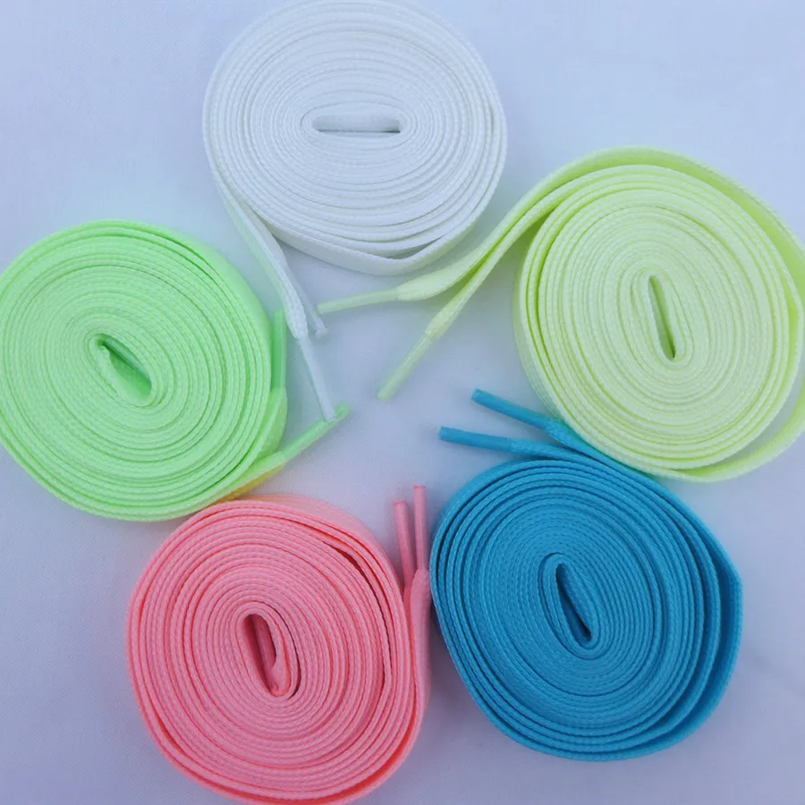 Luminous flat shoelaces Glow in The Dark Colorful Fluorescent Light Up Athletic Tie shoe lace Kids Children birthday parties gifts