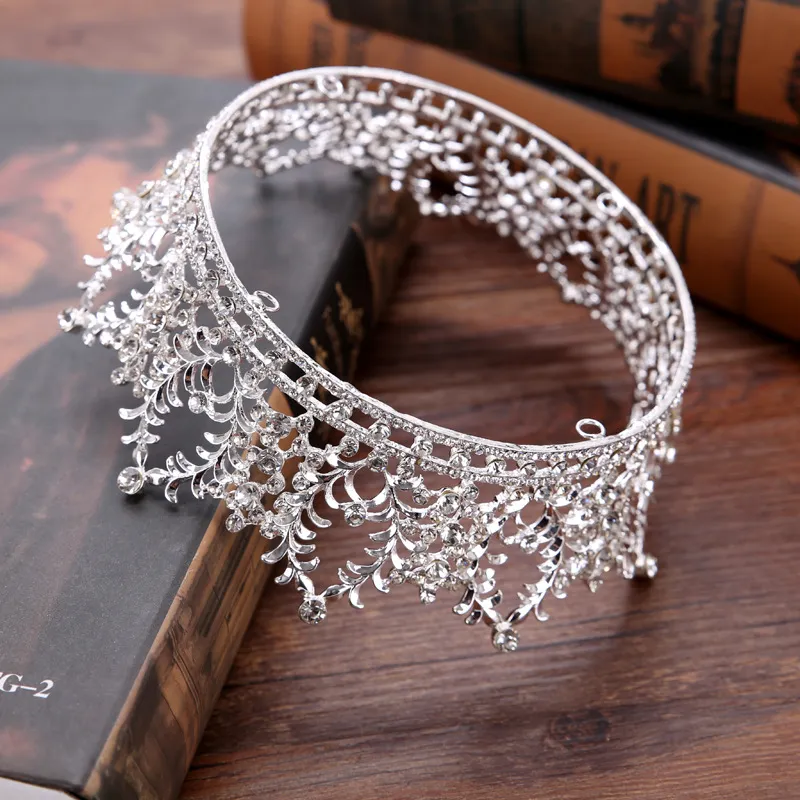 Brudsmycken barock tiara krona kvinnor vintage pannband strass kristall krona kristall strass tiara prom party hår smycken hj119