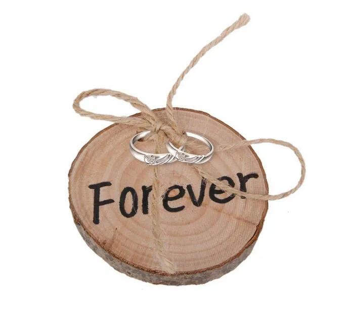 Wood ring pillows Wedding Ring Bearer Slice Rustic Wooden Ring Holder Wedding Ring Holder with Burlap Creative Retro Wedding Decor1393805