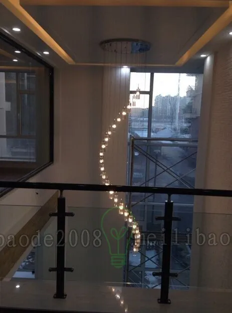K9 Crystal Rod Spiral Ceiling Light Modern Creative LED Loft Chandelier Living Room Hotel Bar Light Fixture wl00