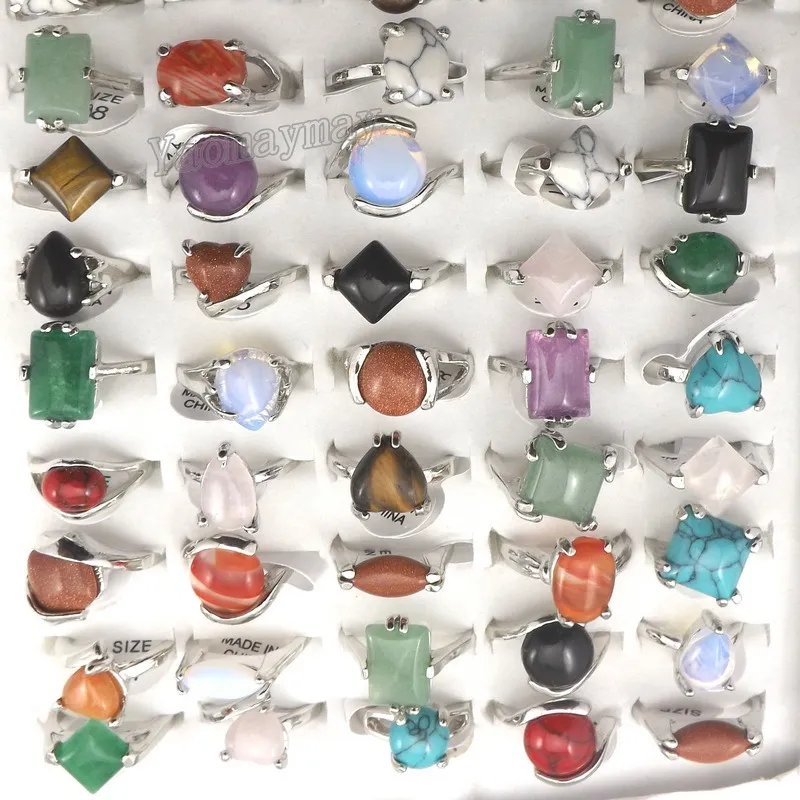 Mix Lot Natural Stone Rings Damesring Fashion sieraden Bague 50 stks Gratis verzending