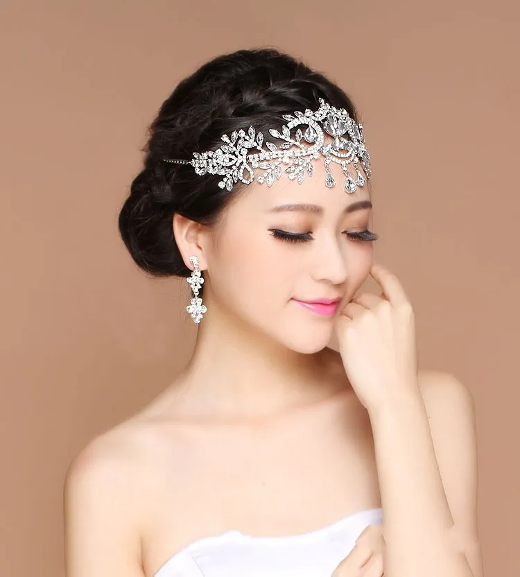 Accessori da sposa in argento Bling economici Diademi da sposa Fermagli per capelli Copricapo con strass di cristallo Gioielli Donna Fronte Corone per capelli H260i