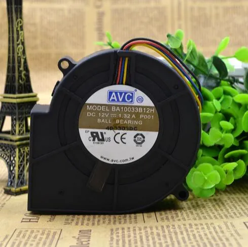 AVC BA10033B12H 12V 1.32A 9CM 97 * 97 * 33 4 провода подшипника турбовоздуходувка