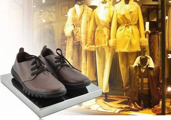 Espelho de metal leve metal aço inoxidável sapatos de boutique mostrando sapatos de sandálias de exibição Stand slow shoe title guard rack