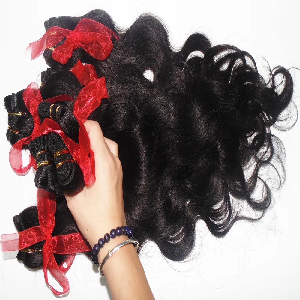 Массовые продажи Самые дешевые цены Мода Прически Малайзийская волна тела 20 шт. Обработанные человеческие наращивания волос