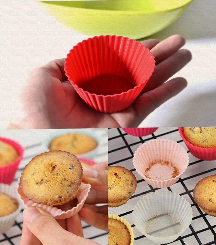 Ny 7cm Muffin Cupcake Moulds FDA SGS DIY Cupcake Bakesverktyg Round Shape Silicone Jelly Baking Mold Factory Partihandel