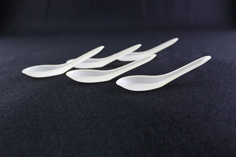 Asian Soup Spoons Saimin Ramen White Plastic Spoon Outdoor Disposable Spoons Dining Food Sale Fast 