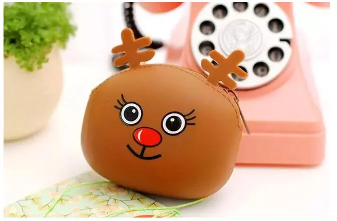 Senhora nova Silicone engraçado Carteiras Desenhos animados bonitos animais Plush Coin Purse crianças bolsas Mulheres Mini moedas Saco