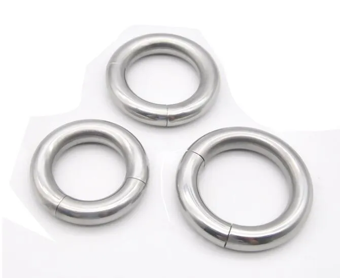 Cockring magnetico in acciaio inossidabile maschile stimola il pendente del pene barella a sfera Bondage spremere scroto testicoli sadomaso giocattolo del sesso 3 Siz4257113