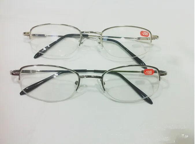 Metal Half-Frame Unisex Shortsighted Myopia Reading Glasses Half Rim Alloy Nearsighted Glasses 