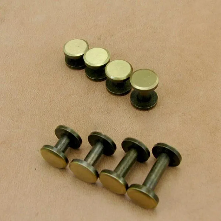 Chicago bronze double flat wallet bag screw nail brass belt Rivet diy handmade fastener key case garment hardware leather part