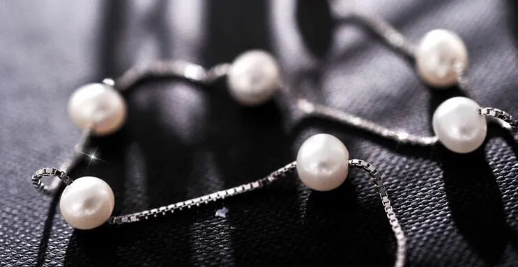 2016 New Fashion Hot Women Natural Pearl Choke Necklace 6mm Pearls 925 Sterling Silver Chokers 