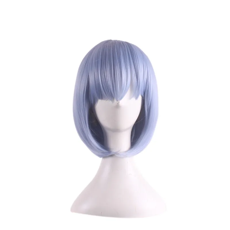 WoodFestival pink blue anime wigs short straight bob wig cosplay heat resistant fiber synthetic hair bangs