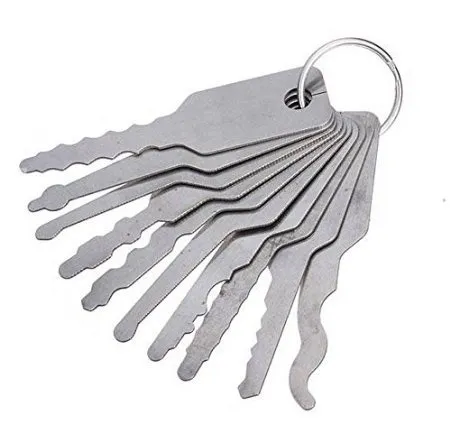 10st Jiggler Keys Lås Pick Set För Dubbelsidigt Lås Pick Tool Låssmedsverktyg