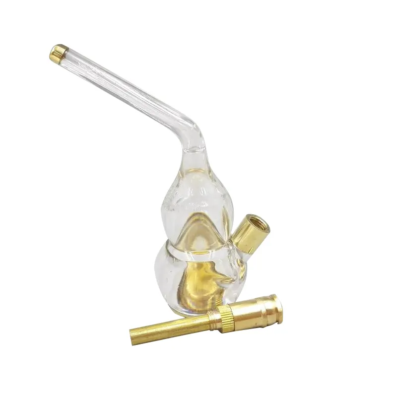 Atacado tubos de vidro portáteis de Bronze Forma de cabaça Tubos de Tabaco Cachimbos de Água Cachimbo de Água Do Vintage De Cobre De Metal Acrílico Hookah Bongs