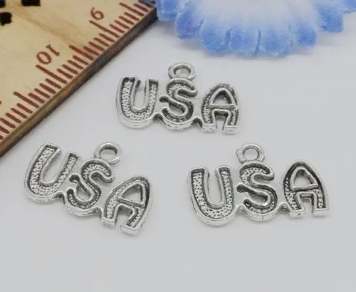 Navire libre 300PCS tibétain argent pendentif USA pendentif pour bracelet fabrication de bijoux 15x11mm