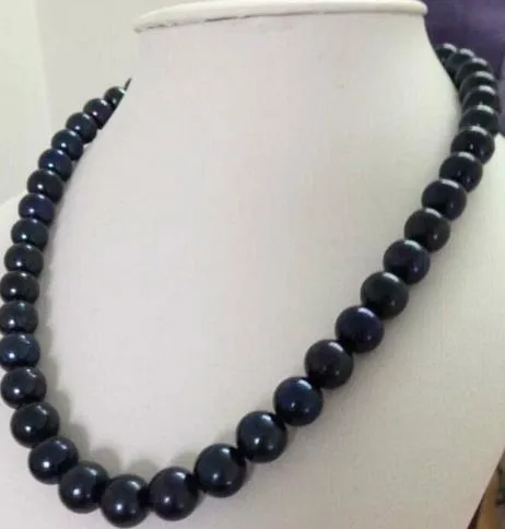 Wholesale 11-12mm natural tahitian round black pearl necklace 18inch 14K gold clasp