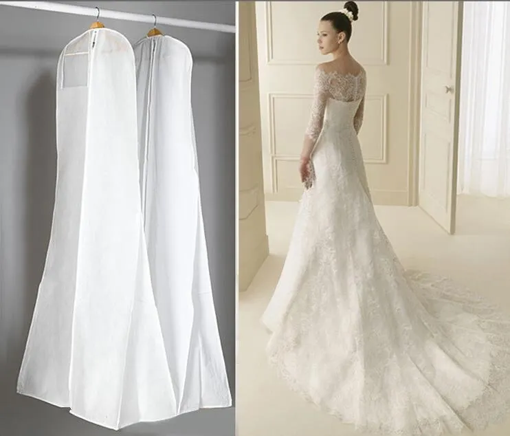 Grande 180cm vestido de casamento sacos de alta qualidade branco saco poeira longo capa vestuário armazenamento viagem capas poeira ht1154084331