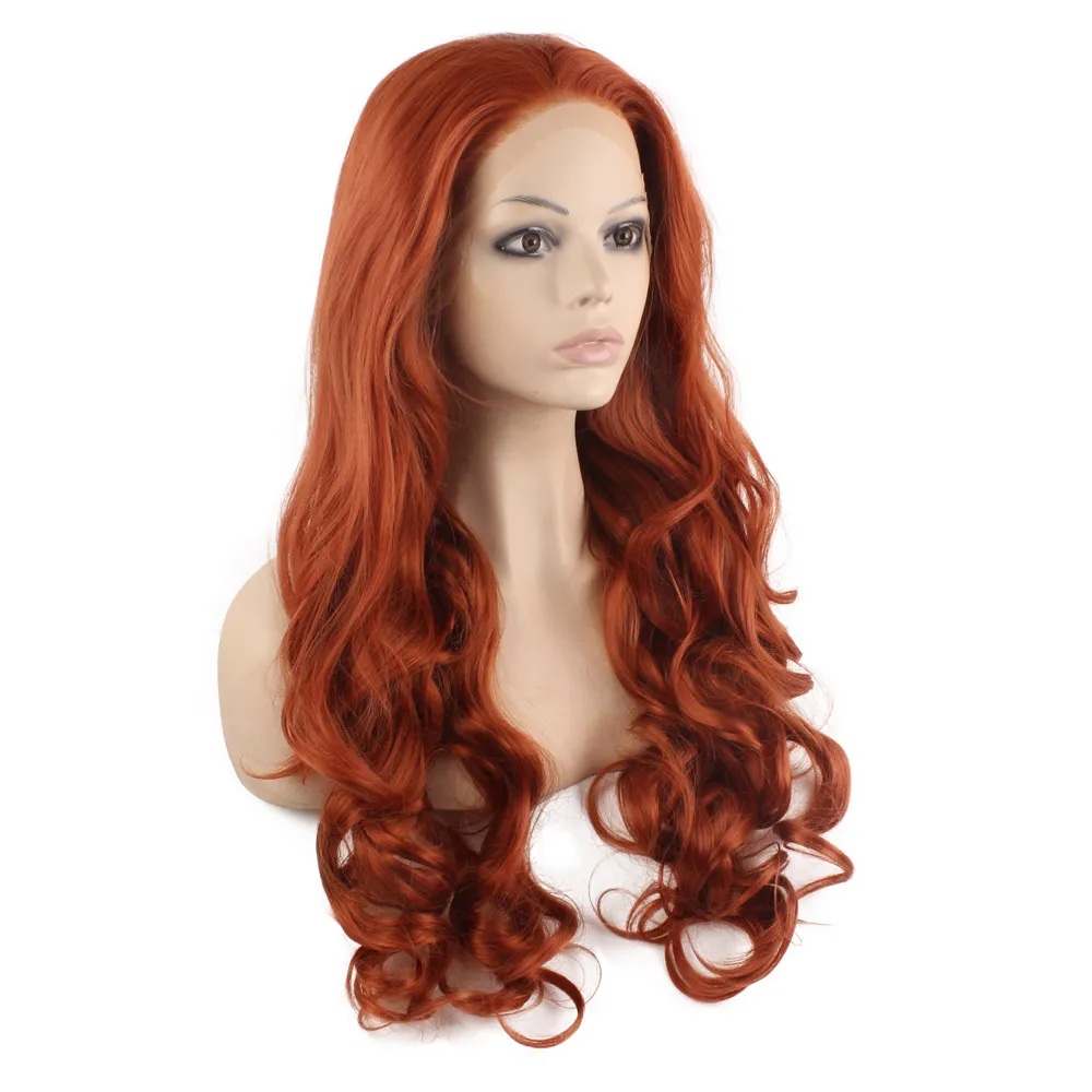 SF5 Long Bourgogne Vin rouge Half Hand Tied Natural Front Lace Wig synthétique Synthétique Wavy résistant à la chaleur Fibre Reddish Wig Natural Hirline5483445