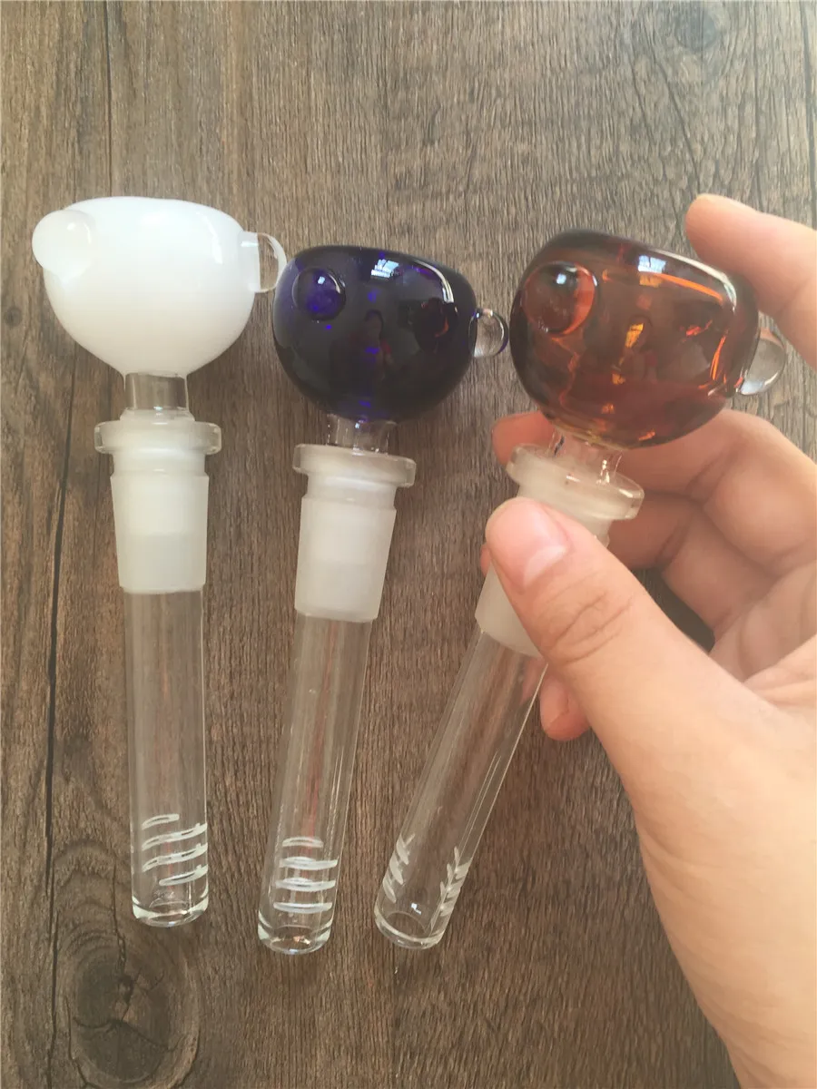 Glass Downstem Diffuser Reducer Glass On Glass Downstem 14/18MM 4inch 19MM TO 14MM Down Tube Glass Down Tube Stem with colorful glass bowl