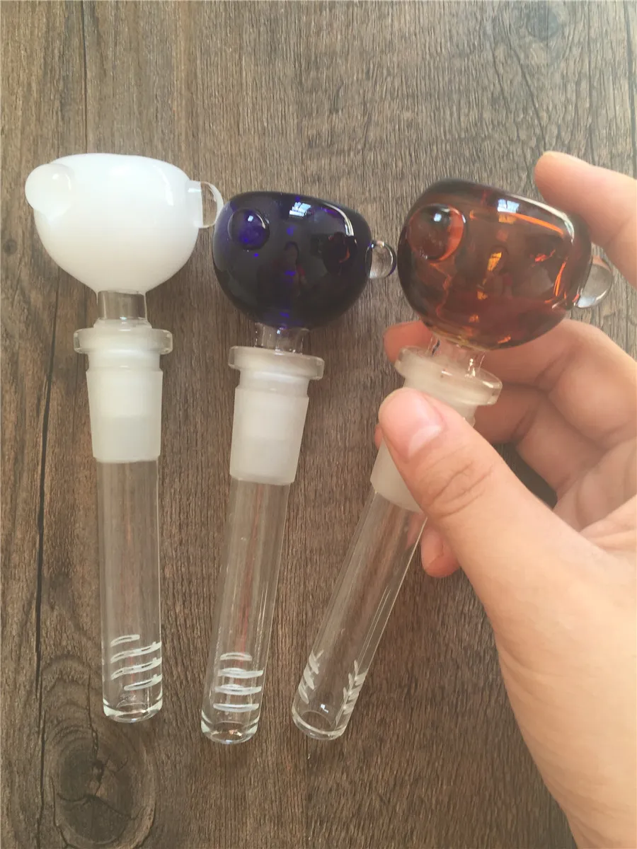 유리 Downstem 디퓨저 감속기 유리 Downstem 14 / 18MM 4inch 19MM 14MM Down Tube 유리관 아래 유리 다채로운 유리 그릇