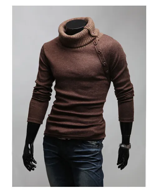 Sim Fit Design Boutons Chandails pour Hommes Automne Printemps Cool Pulls Vêtements Porter pour Homme Col Rabattu
