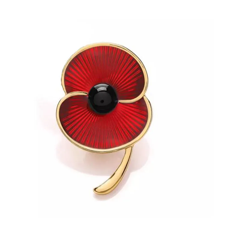 Luxury Red Enamel Poppy Flower Brooch For UK Remembrance Day Very Popular And Fashion Poppy Flower Pins Brooches High Quality!!
