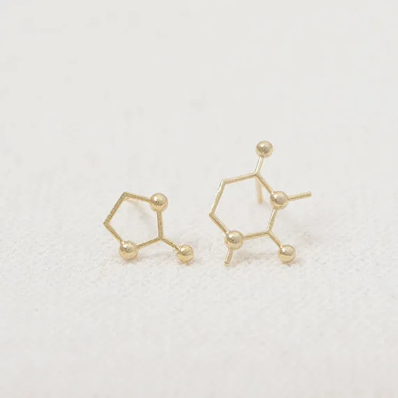 2016 new fashion stud earrings, scientific elements molecules button earrings wholesale women holiday best gift