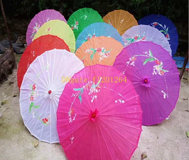 50 stukslot hele bruiloft handgeschilderde bloemen kleurrijke zijden doek parasol Chinese handwerk paraplu6812615