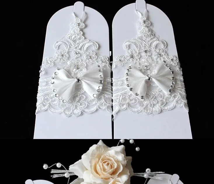 Ny koreansk modehandlare blomma spets diamant brudhandskar bröllop handskar klä kort stycke vants