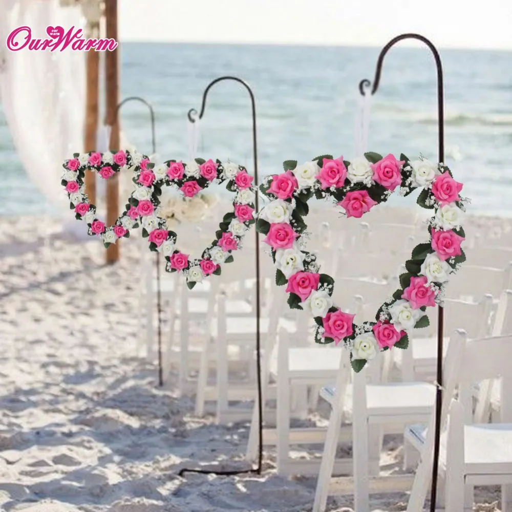 Plaj Düğün Araba Dekorasyon Kalp Gül Çelenk Kapı Duvar Asılı Ipek Kurdele Yapay Garland Ev Dekorasyonu Ev Süsleme Çiçek